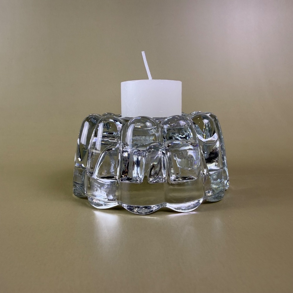 Vintage Clear Pressed Glass Candle Holder | Scalloped Votive